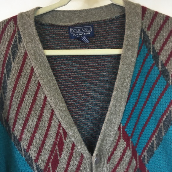Boulevard Other - Mens Vintage Big Man Cardigan V-Neck Sweater
